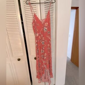 Pink floral O’Neill wrap dress, size large.